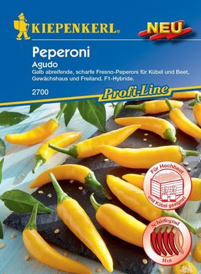 Peperoni Agudo F1, gelb abreifende scharfe Fresno-Peperoni für Kübel und...