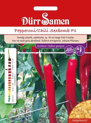Dürr Pepperoni/ Chili Sexbomb F1, ertragreiche und robuste Pflanze, bildet...