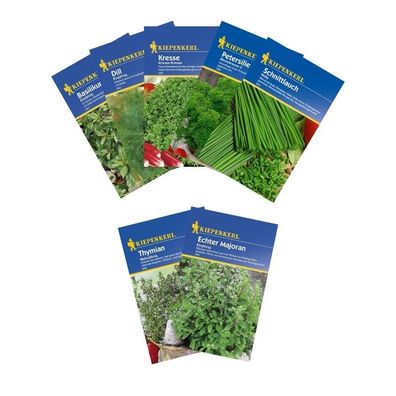 Kräuter-Sortiment, 7 verschiedene Kräutersorten, Saatgut-Sortiment