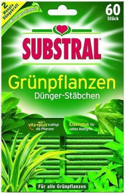Substral Dünger-Stäbchen für Grünpflanzen mit Eisen-Plus und 2 Monate...