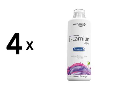 4 x Best Body Nutrition L-Carnitin Liquid (1000ml) Bloodorange