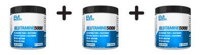 3 x EVL Nutrition Glutamine 5000 (300g) Unflavoured
