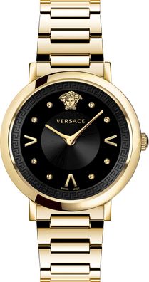 Versace VEVD00619 Pop Chic Lady schwarz gold Edelstahl Armband Uhr Damen NEU