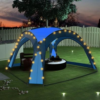 Partyzelt mit LED und 4 Seitenwänden 3,6x3,6x2,3 m Blau