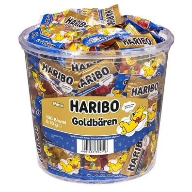 Haribo Gute Nacht Goldbären, 100 Portionsbeutel à 10 g - 1 kg Dose