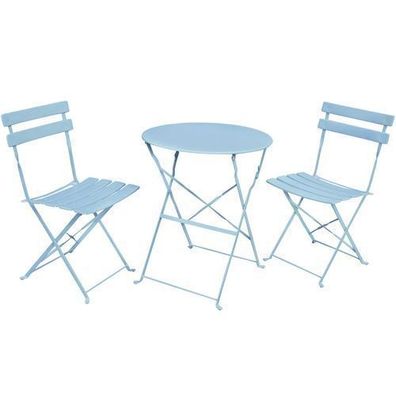 Möbelset ORION für Balkon: Runder Tisch & 2 Stühle in stilvollem Blau