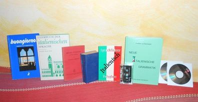 Konvolut Italienisch lernen: 3 Lehrbücher, 1 Grammatik, 1 Sprachführer, 1 Wörterbuch,