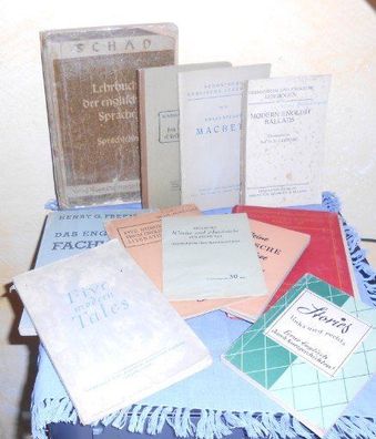 11 Lehrbücher und Unterrichts-Lektüre für den Englischunterricht aus den 20er bis 50e