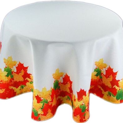 Herbst Tischdecken Rund Blätter Unterdecke Decke Bedruckt Stoff Weiß Bunt