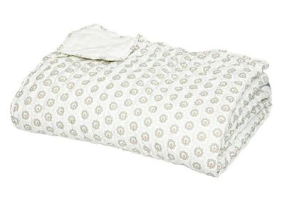 Tagesdecke Bettdecke floral Design Bettüberwurf Sofaüberwurf 220cm x 240 cm weiß Deko