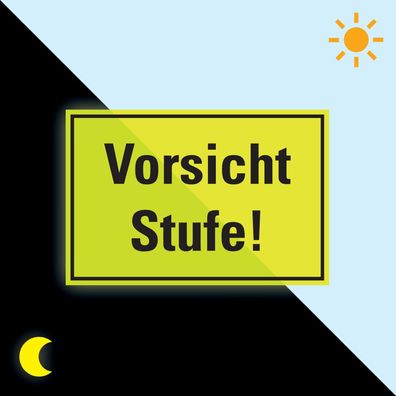 Permalight lnl Türhinweisschild Vorsicht Stufe!Folie, fluoreszierend, 300x200mm
