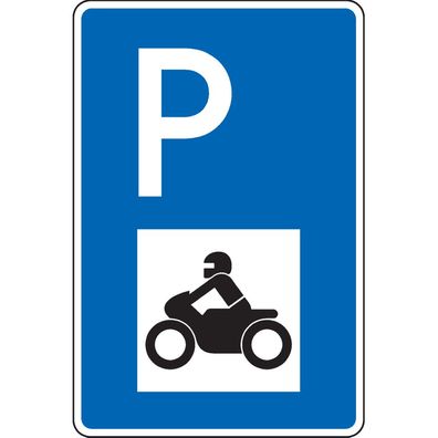 Parkplatzschild mit Motorradsymbol, Aluminium RA0, reflektierend, 600x900mm