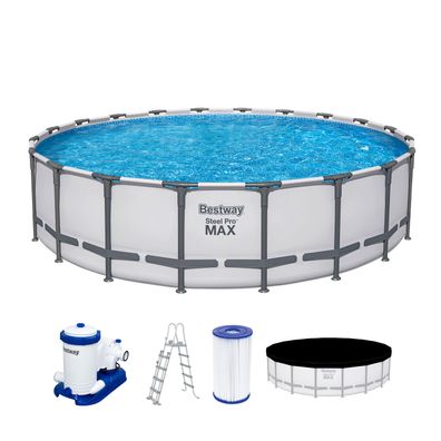 Steel Pro MAX™ Frame Pool Komplett-Set mit Filterpumpe Ø 610 x 132 cm, lichtgrau, ...