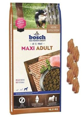 15kg Bosch Adult Maxi Hundefutter + 6x Kaninchenohren * TOP PREIS*