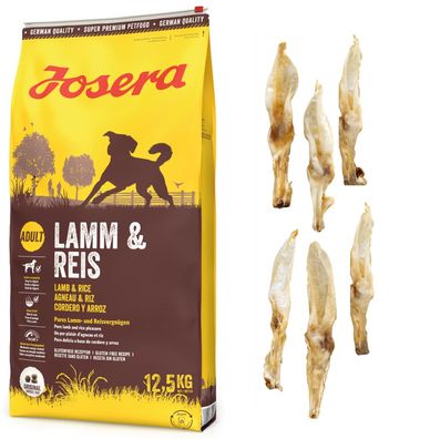 12,5kg Josera Daily Lamm & Reis Adult Hundefutter + 6 x Kaninchenohren