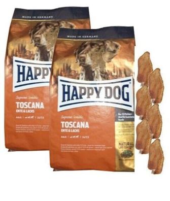 2x12,5kg Happy Dog Toscana Hundefutter + 6 Kaninchenohren