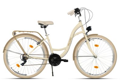 Milord Komfort Fahrrad Vintage Jugendrad Damenfahrrad, 24 Zoll, 21-Gang Shimano
