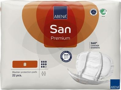 ABENA San Premium 8 Inkontinenzvorlagen Einlagen Für Männer Und Frauen 22 Stück