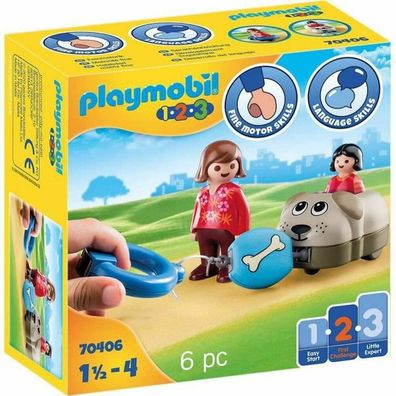Playset Playmobil 1.2.3 Hund Kinder 70406 (6 pcs)