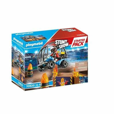 Playmobil Starterpack Stunt Show Quad With Fire Slope - 70820, Multi Colors