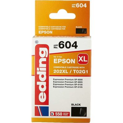 edding EDD-604 schwarz Tintenpatrone ersetzt EPSON 202XL / T02G14