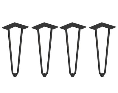 4 Tischbeine Hairpin, Möbelfüsse 40cm, Stützfüße schwarz, Metall
