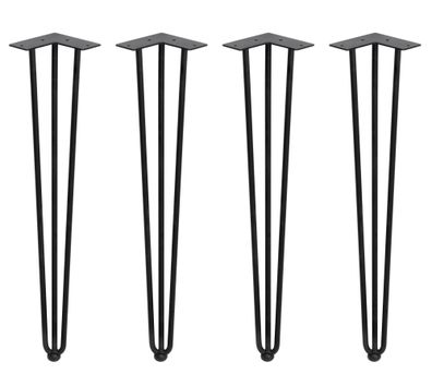 4 Tischbeine Hairpin, Stützfüsse 71cm, Tischfuss Schwarz, Möbelfüße