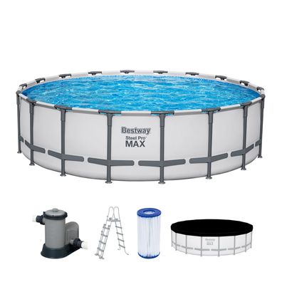 Steel Pro MAX™ Frame Pool Komplett-Set mit Filterpumpe Ø 549 x 132 cm, lichtgrau, ...
