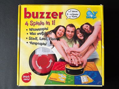 Buzzer 4 Spiele in 1 Wissensspiel Partyspiel Stadt Land Fluss Gesellschaftsspiel
