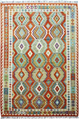 Afghan Kelim Maimana Handgewebt 100% Schurwolle 200x300 cm Flachgewebe Kilim
