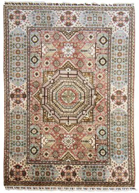 Teppich Orient Afghan Ziegler Mamluk 150x200 cm 100% Wolle Handgeknüpft braun