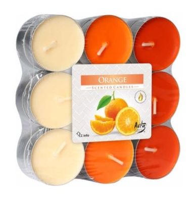 Orangenaroma-Wärmer - 18 Stück Duftkerzen in Polycarbonatbehälter