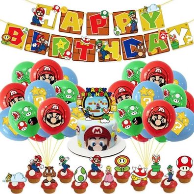 Super Mario Brothers Partydeko, Geburtstag, Tortendeko Luftballons Girlande Set