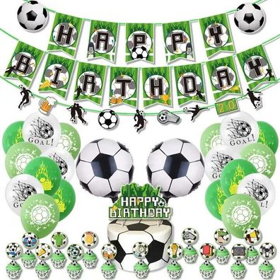 Fußball Partydeko Set Geburtstag Soccer Birthday ballons Girlande Caketopper