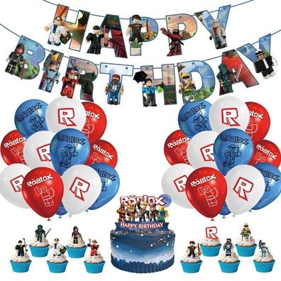 Roblox Partydeko Set Luftballons Tortendeko Geburtstag Girlande Kinder Gaming