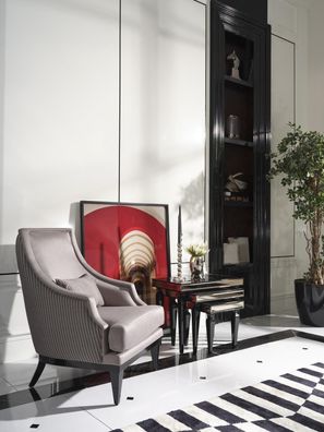 Komplette Sessel Wohnzimmer Beistelltische Set 4tlg Ohrensessel Grau