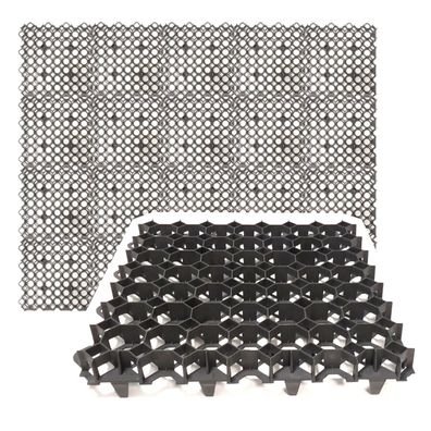 Rasengitter aus Kunststoff 50 x 50 cm Paddockplatten zur Bodenstabilisierung Schwarz