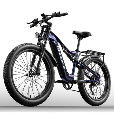 Shengmilo MX03 Elektrofahrräder für Erwachsene,26 Zoll Mountain Fat Reifen, Blau