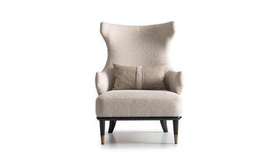 Ohrensessel Sessel Einsitzer Luxus Beige Stoff Modern Wohnzimmer