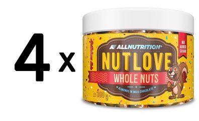 4 x Nutlove Whole Nuts, Almonds in Milk Chocolate - 300g