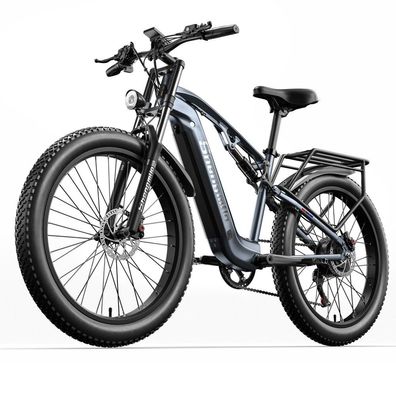 Shengmilo MX05 Elektrofahrräder für Erwachsene, 26 Zoll Mountain Fat Reifen, Grau