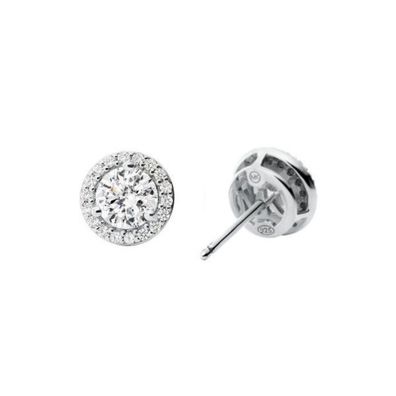 Glittering silver earrings with zircons MKC1035AN040