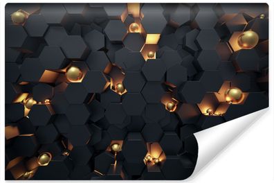 Muralo Vlies Selbstklebende Fototapete Abstraktion Kugeln Hexagon 3D Effekt