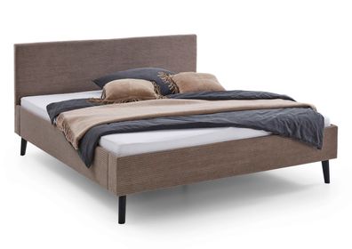Polsterbett 180 x 200 Bettgestell Bett Doppelbett mit Kopfteil Taupe Made in Germany