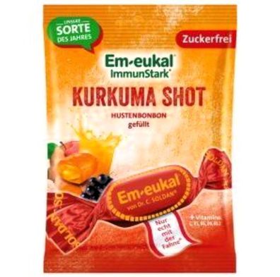 Em eukal Immunstark Hustenbonbon gefüllt mit Kurkuma Shot 20x75g