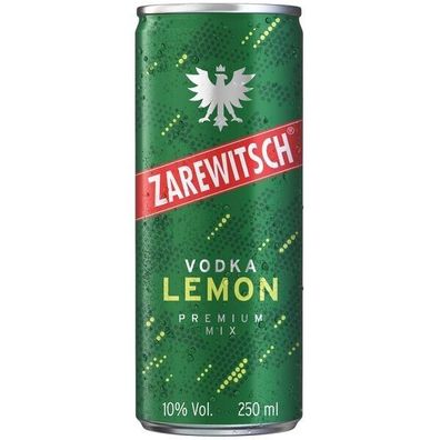 Zarewitsch Vodka Lemon Premium Mix 10% vol. 250 ml Dose, 24er Pack EINWEG Pfand