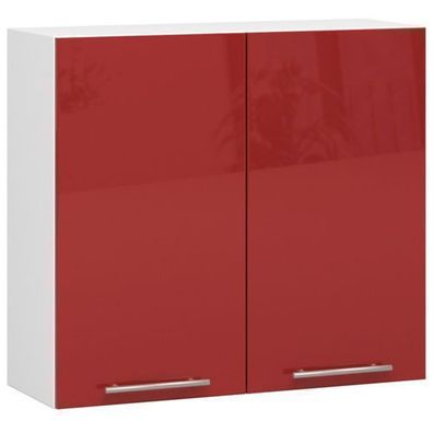 Küchenschrank AKORD OLIWIA W80 Weiß 80 cm Front Rot Glanz B80 x H72 x T30 cm