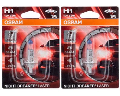 2x Osram H1 Night-Breaker Laser 12V 55W Xenon Look Effekt Halogen-Birnen Lampe