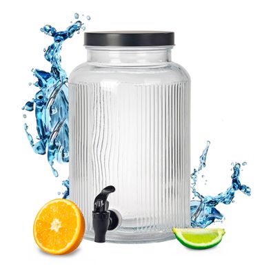 Glas Getränkespender mit Zapfhahn - 5 Liter - Wasser Saft Getränke Spender