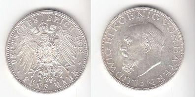 5 Mark Silbermünze Bayern König Ludwig III 1914 Jäger 53 (110937)